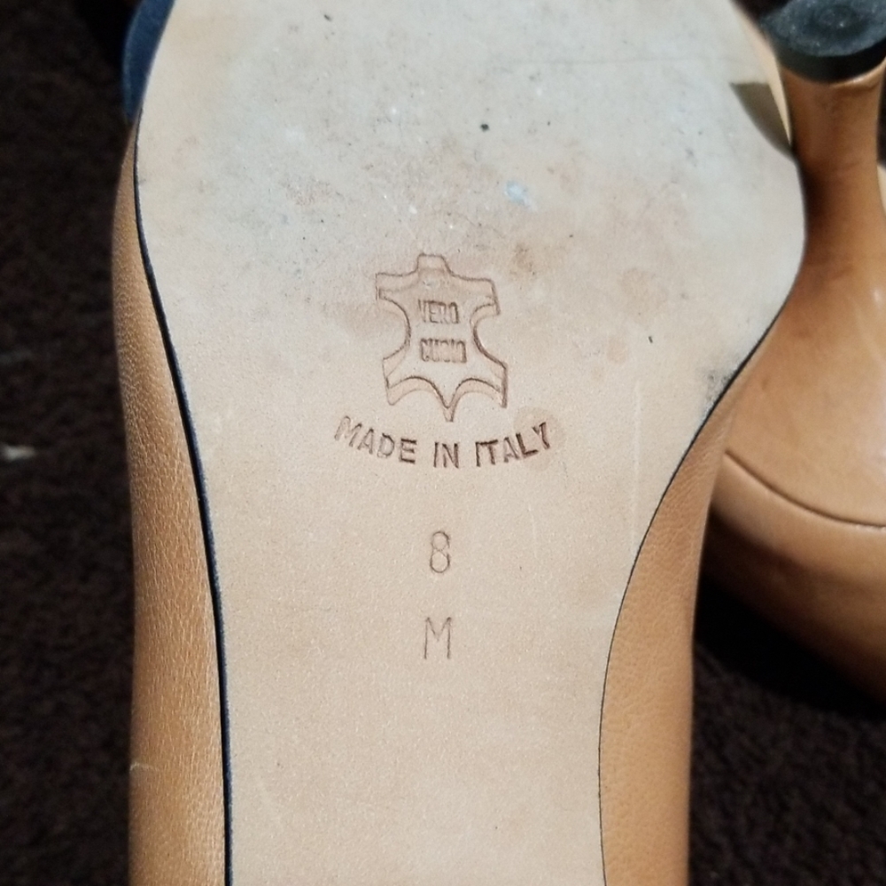ISAAC Made in‎ Italy women's kitten heel shoes 8M Leather Career Business - Picture 5 of 5